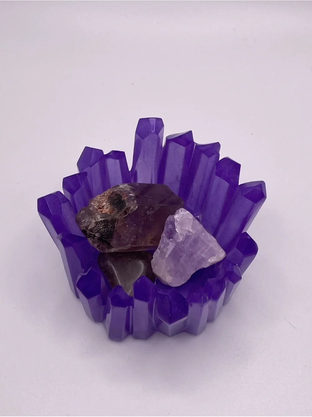 Purple Resin Crystal Candle Holder